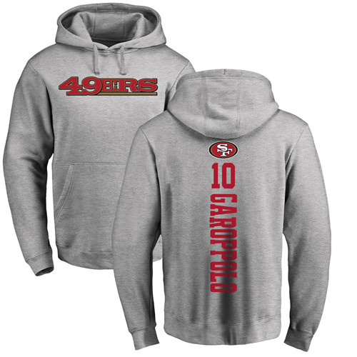 Men San Francisco 49ers Ash Jimmy Garoppolo Backer #10 Pullover NFL Hoodie Sweatshirts